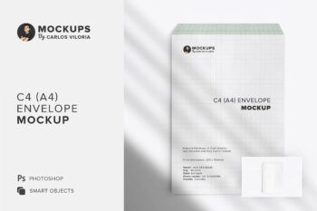 C4-a4-envelope-mockup---front--cover-2000 - Mockups by Carlos Viloria Front Side C4 A4 Envelope Mockup - Mockups by Carlos Viloria