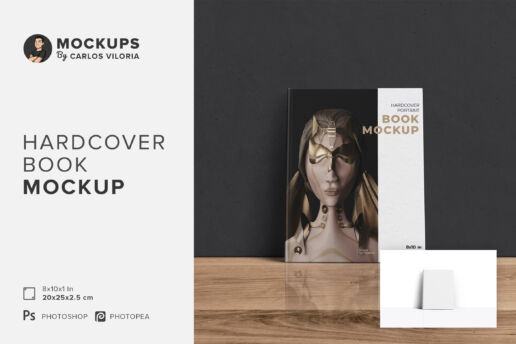 Leaning on Wall Portrait Book Mockup - 8x10 In