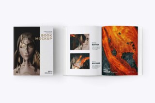 Hardcover and Opened Book Mockup by Carlos Viloria