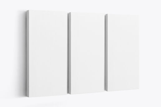 3 Panel Canvas Ratio 1x2 Mockup - Left 3 cm Wrap