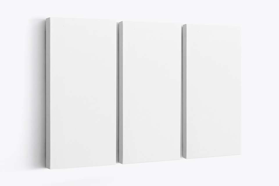 3 Panel Canvas Ratio 1x2 Mockup - Left 3 cm Wrap