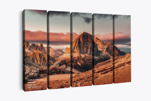 5 Split Panel Canvas Mockup - 30x100x3 Cm