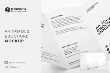 A4 Trifold Brochure Mockup - Mockups by Carlos Viloria