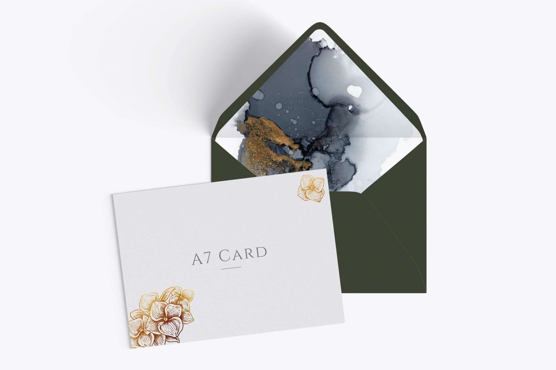 A7 V-Flap Interior Envelope and Card Mockup