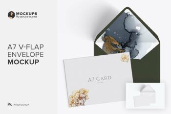 A7 V-flap Interior Envelope and Card Mockup - Mockups by Carlos Viloria