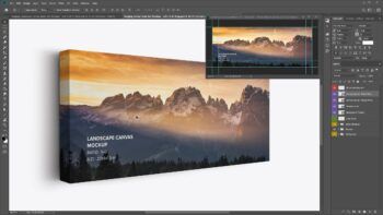 Hanging Landscape Canvas Ratio 5x2 Mockup - Left 1.5 in Wrap - Mockups by Carlos Viloria
