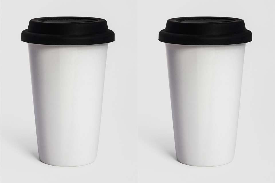 White Ceramic Travel Coffee Cup Mockup 3