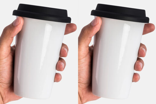 White Ceramic Travel Coffee Cup Mockup