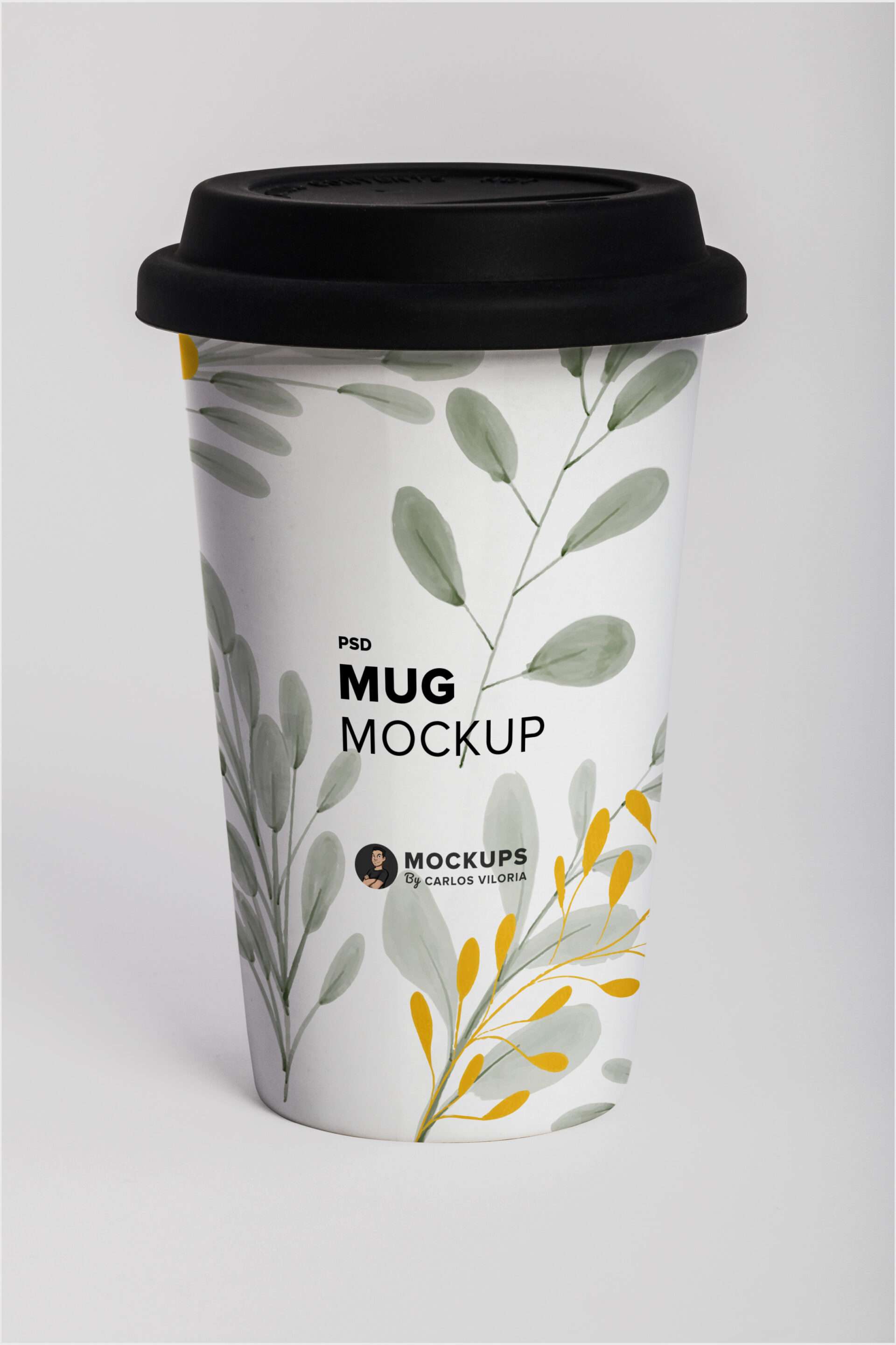 White Ceramic Travel Coffee Cup Mockup 3