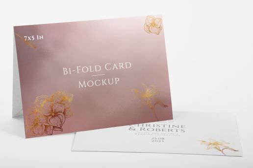 Bifold 5x7 In Greeting Card Mockup 01