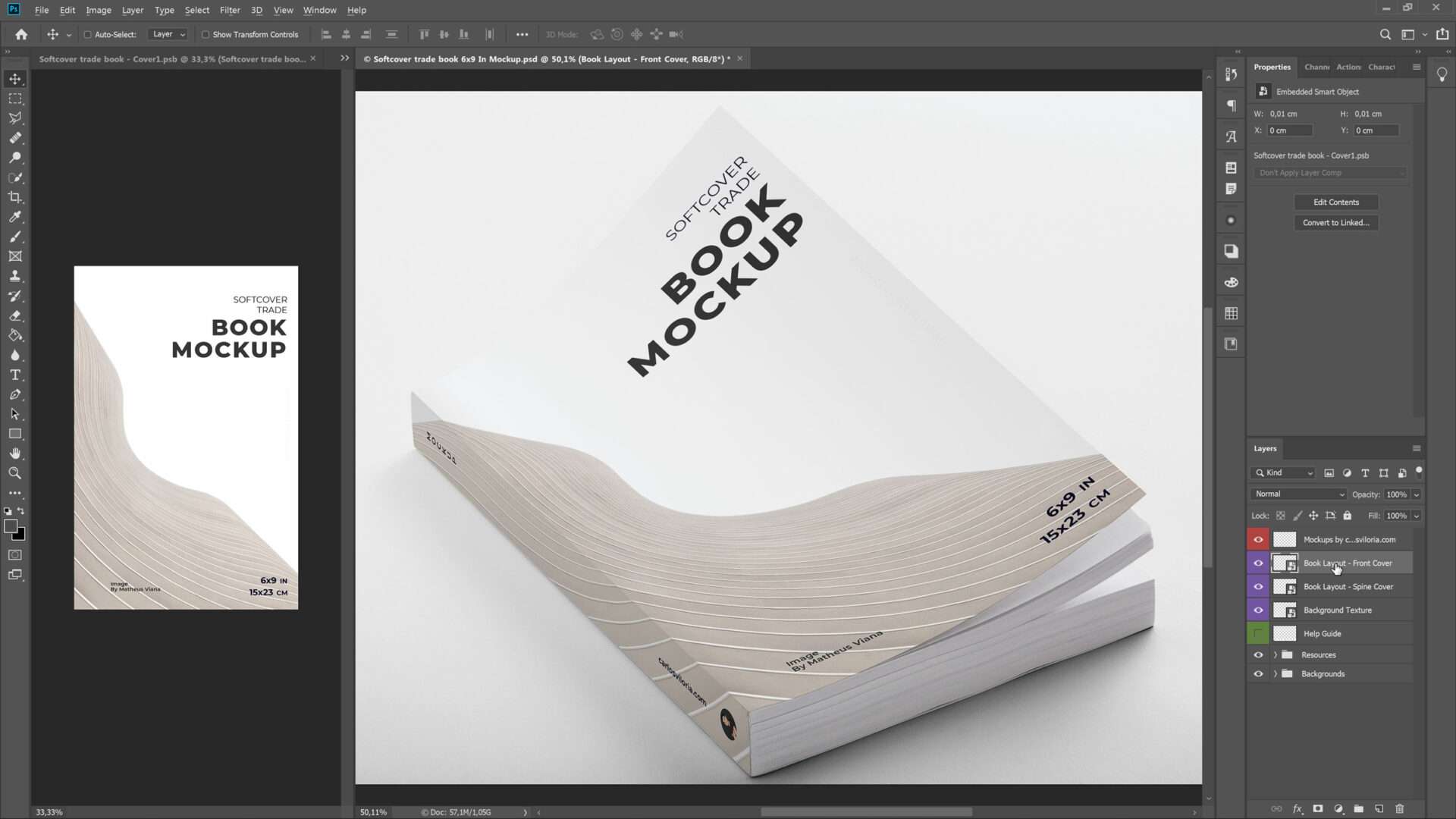 Softcover trade book 6x9 In mockup