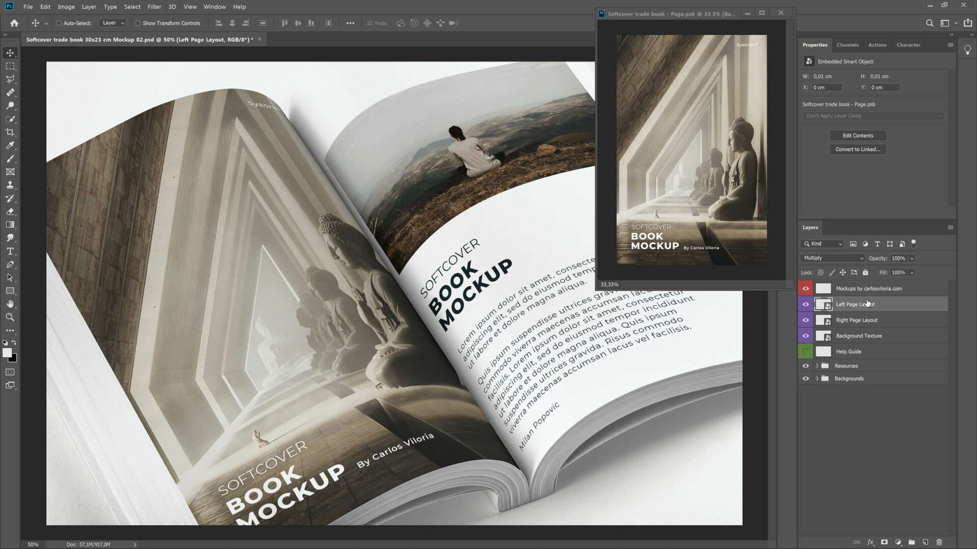 Softcover Trade Book Mockup Open by carlosviloria.com