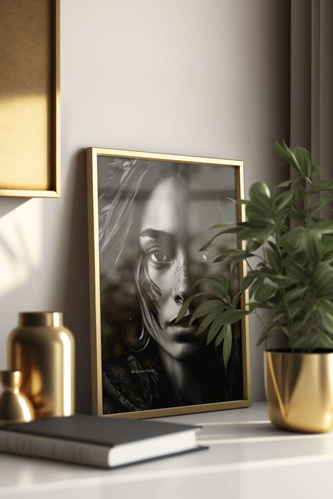 Portrait Gold Photo Frame Mockups for Photoshop - 30x40 Cm