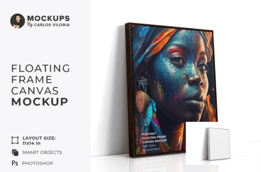 Floating Canvas Mockup 11x14x075 in