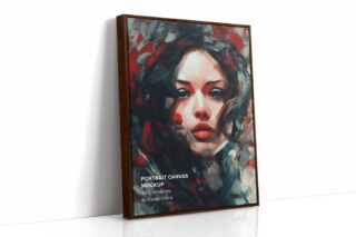 Leaning Floating Frame Canvas Mockup - 45x60 cm - Ratio 3x4