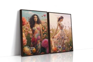 2 Floating Frame Canvas Mockup - Panel Ratio 2x3