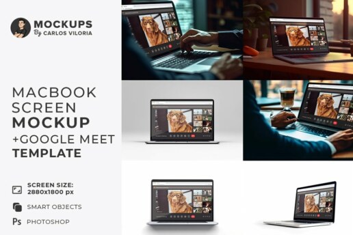 Macbook Screen Mockup - Google Meet Template