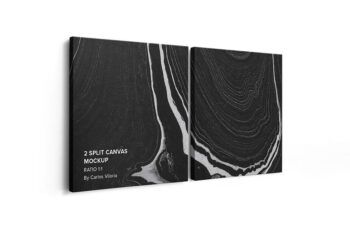 Hanging 2 Split Canvas Ratio 1x1 Mockup – 2 Cm Wrap - Mockups by Carlos Viloria