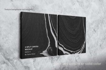 Hanging 2 Split Canvas Ratio 1x1 Mockup – 2 Cm Wrap - Mockups by Carlos Viloria