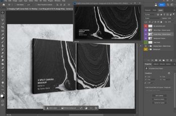 Hanging 2 Split Canvas Ratio 1x1 Mockup – 2 Cm Wrap - Mockups by Carlos Viloria