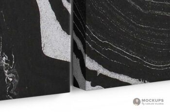 Hanging 4 Split Canvas Ratio 1x1 Mockup - 4 Cm Wrap - Mockups by Carlos Viloria
