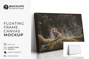 Floating Frame Landscape Canvas Ratio 3x2 Mockup 01 - Mockups by Carlos Viloria