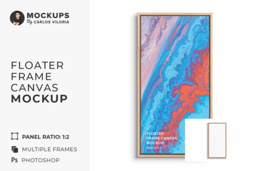 Floating Frame Canvas Ratio 1x2 Mockup - Front View