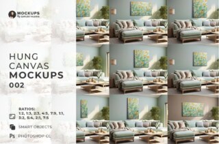 Scene Hung Canvas Mockup Pack 002