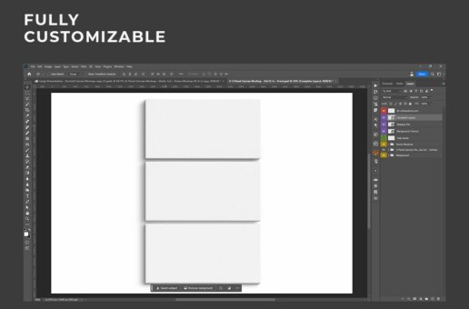 3 Panel Canvas Mockup - 24x12 In - Front