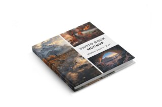 Medium Square Hardcover Book Mockup - 8x8 In
