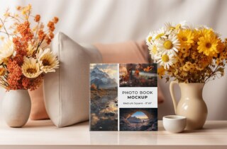8x8 In - Hardcover Book Scene Mockup 001-