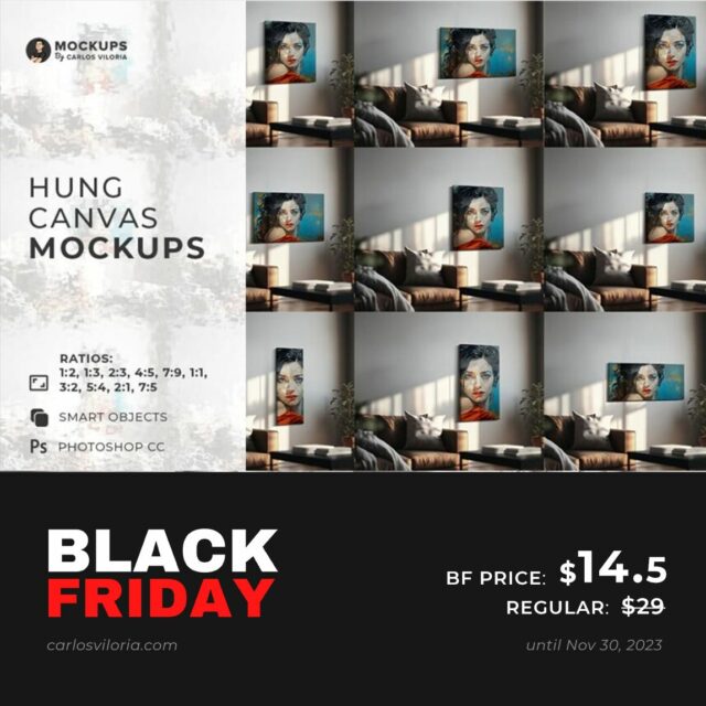 Hung Canvas Mockups 01 - Black Friday Sale