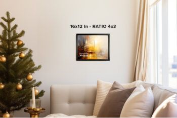 Front Hanging Landscape Frame Mockups - Christmas Living Room 001 - Mockups by Carlos Viloria
