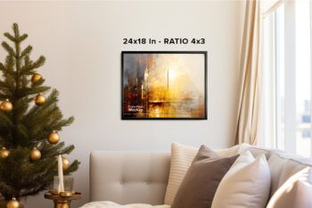 Front Hanging Landscape Frame Mockups - Christmas Living Room 001 - Mockups by Carlos Viloria