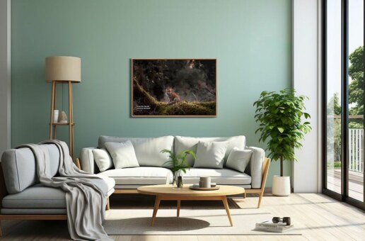 Front Floater Frame Canvas Ratio 3x2 Mockup - Scandinavian Living Room