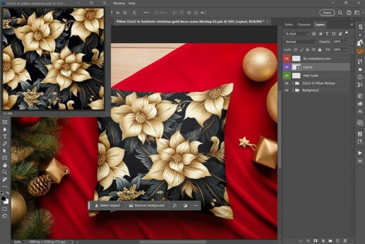 Aesthetic Christmas Pillow 22x22 In Mockup 02