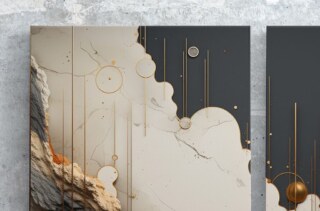 Side Leaning 2 Panel Ratio 4x5 Canvas Mockup - Customize Your Landscape Displays with Ease