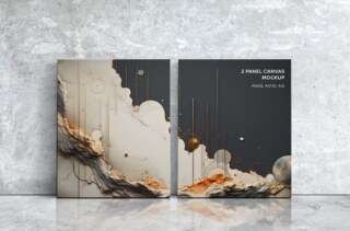 Side Leaning 2 Panel Ratio 4x5 Canvas Mockup - Customize Your Landscape Displays with Ease