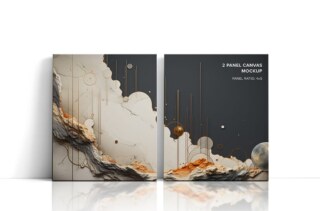 Front Leaning 2 Panel Canvas Ratio 4x5 Mockup--main