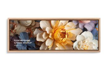 Front Floater Frame Canvas Mockup - Ratio 3x1 - Mockups by Carlos Viloria