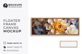 Front Floater Frame Canvas Mockup - Ratio 3x1 - Mockups by Carlos Viloria