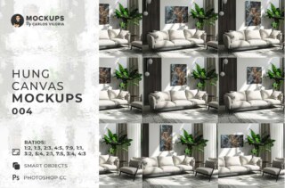 Hung Canvas Mockup Pack 04 - Modern Living Room