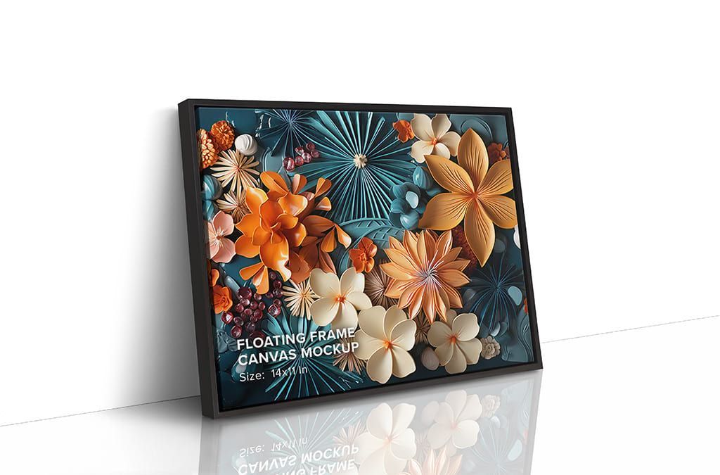 Floating Frame Canvas Mockup – 14x11 In