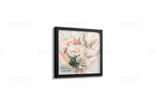 Hung Framed Photo Paper Mockup - 12x12 In