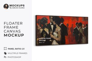 Floater Frame Canvas Ratio 2x1 Mockup - Mockups by Carlos Viloria