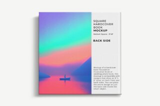 Top View Square Hardcover Book Mockup - 8x8 In