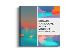 Top View Square Hardcover Book Mockup - 8x8 In