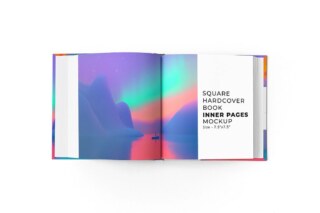 Square Hardcover Book Inner Page Mockup - 7.5x7.5 In