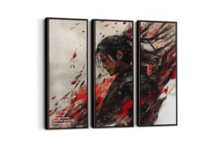 Hanging Triptych Floater Frame Canvas Mockup - Ratio 1x3