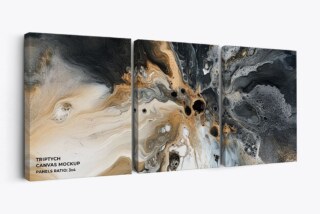 Triptych Canvas Mockup - Ratio 3x4 - 1.5 In Wrap